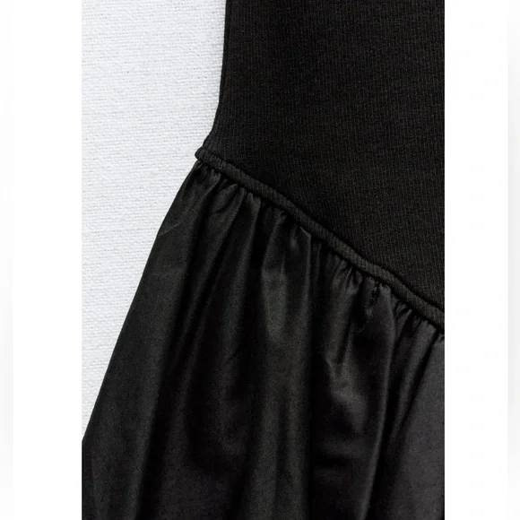 Zara MIXED RIB POPLIN BALLOON DRESS - Picture 12 of 13